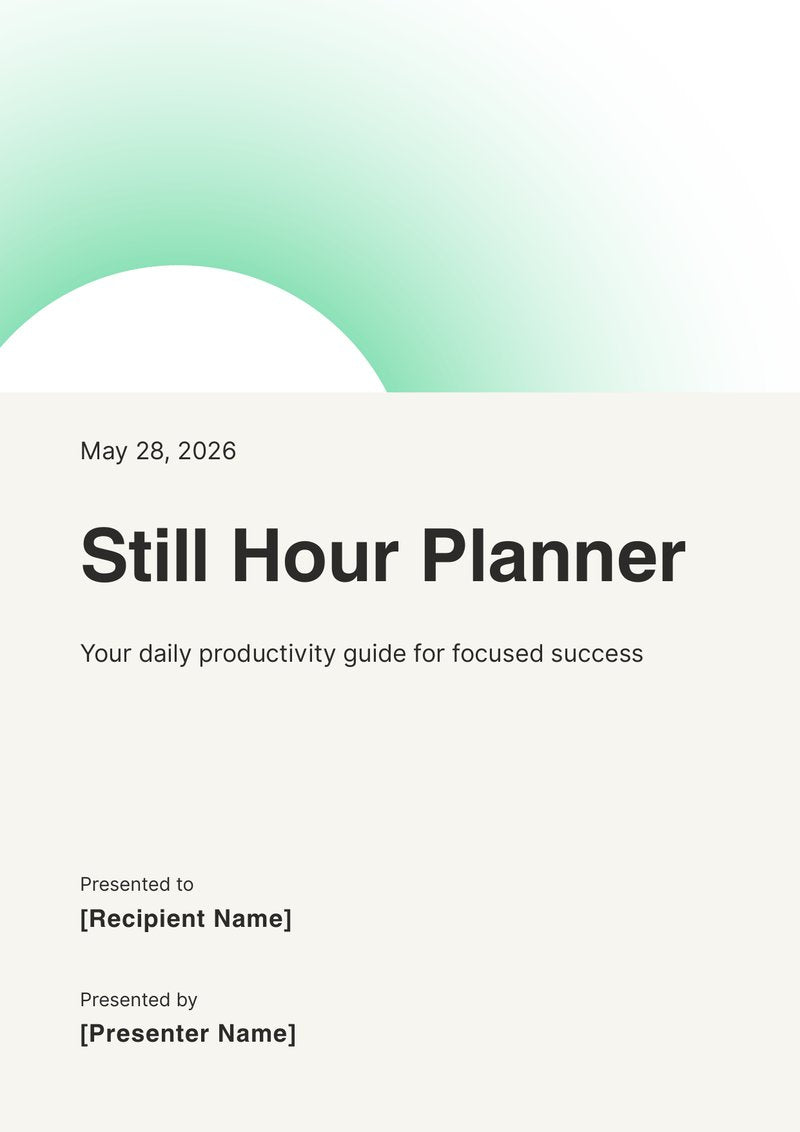 Still Hour Planner cover page
